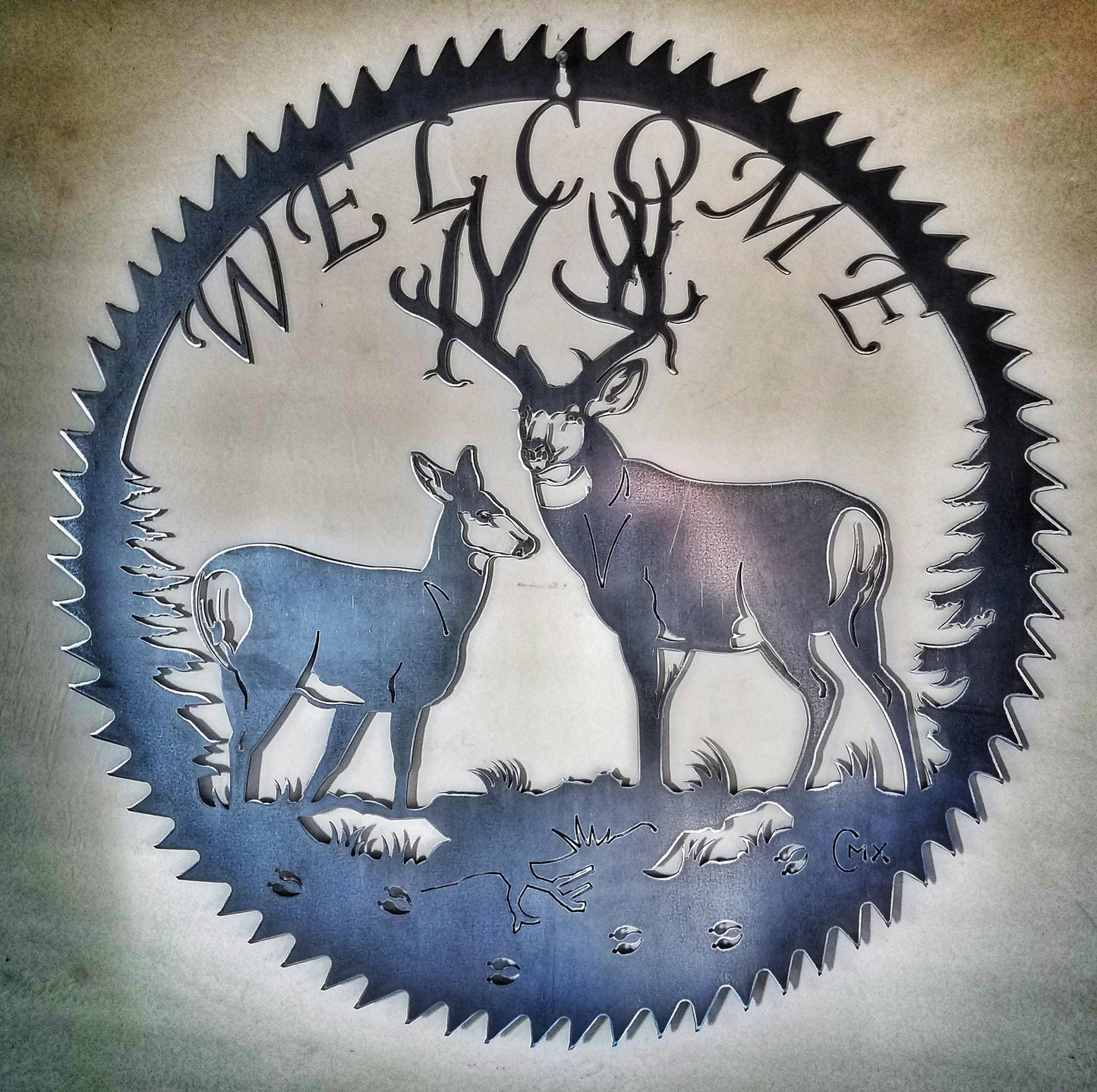 Mule Deer Saw Metal Wall Art