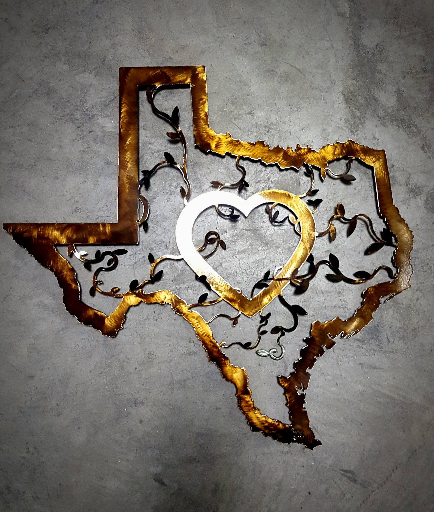 Texas Heart Metal Wall Art