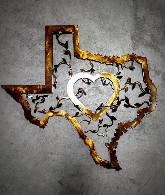 Texas Heart Metal Wall Art