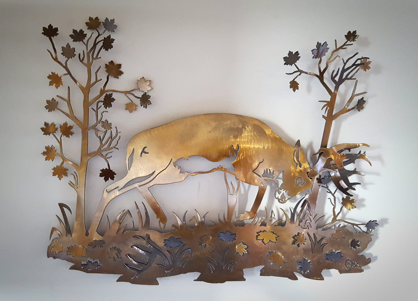 Whitetail Deer Rub Metal Wall Art